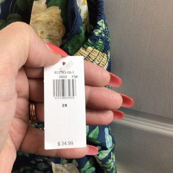 Women’s Old Navy‎ Fit And Flare Smocked Tie Strap Floral Mini Dress 2XL - Picture 2 of 7